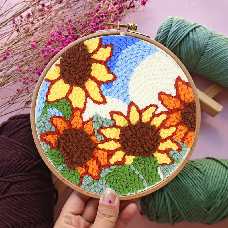 Beautiful Sunflowers Punch Needle Kit - Unique Floral Decor  | Handicraft Gift For Friends - image 9