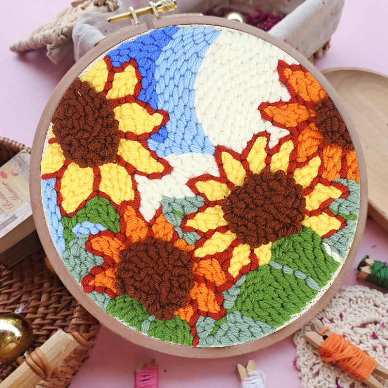 Beautiful Sunflowers Punch Needle Kit - Unique Floral Decor  | Handicraft Gift For Friends - image 3