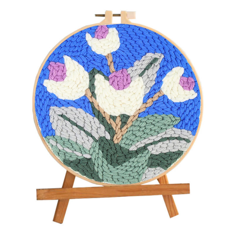 A Bouquet Of Flowers Punch Needle Kit - Simple Diy Needlework | Special Gift For Mom - image 1