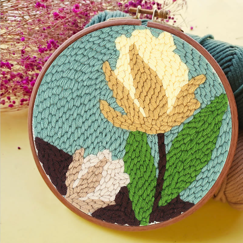 Yellow Flower Punch Needle Kit - Diy Craft Hoop | Exquisite Gift For Beginners - image 4
