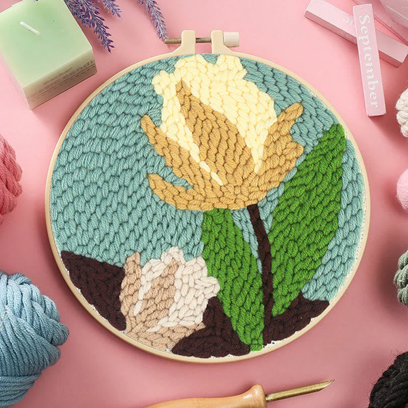 Yellow Flower Punch Needle Kit - Diy Craft Hoop | Exquisite Gift For Beginners - image 8