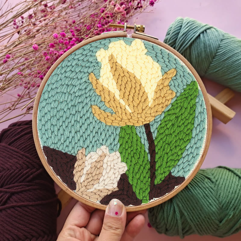 Yellow Flower Punch Needle Kit - Diy Craft Hoop | Exquisite Gift For Beginners - image 7