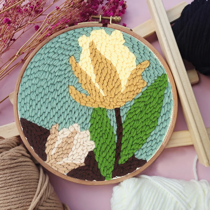 Yellow Flower Punch Needle Kit - Diy Craft Hoop | Exquisite Gift For Beginners - image 9