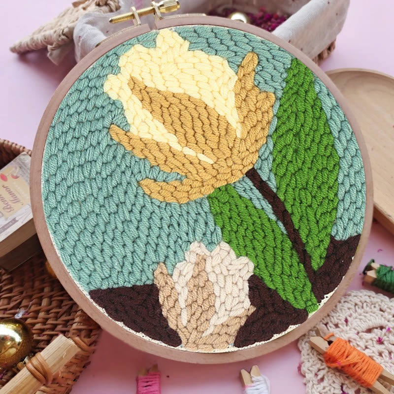 Yellow Flower Punch Needle Kit - Diy Craft Hoop | Exquisite Gift For Beginners - image 3