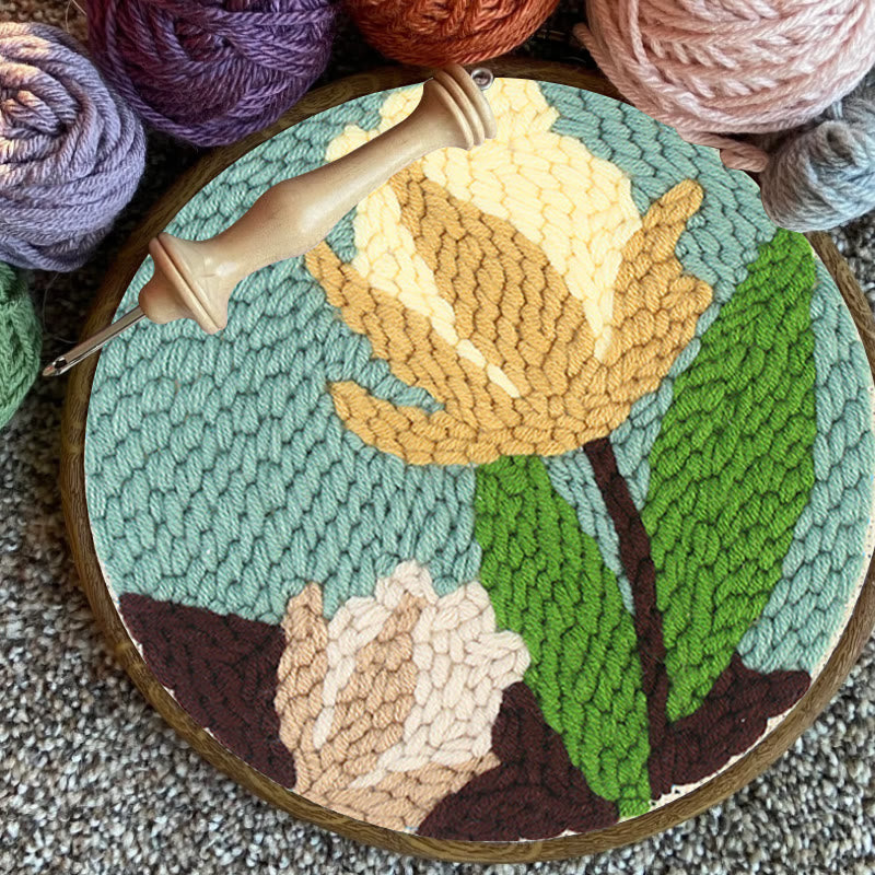 Yellow Flower Punch Needle Kit - Diy Craft Hoop | Exquisite Gift For Beginners - image 6