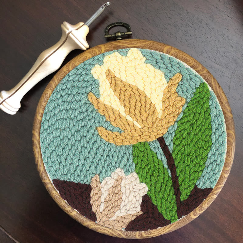 Yellow Flower Punch Needle Kit - Diy Craft Hoop | Exquisite Gift For Beginners - image 5