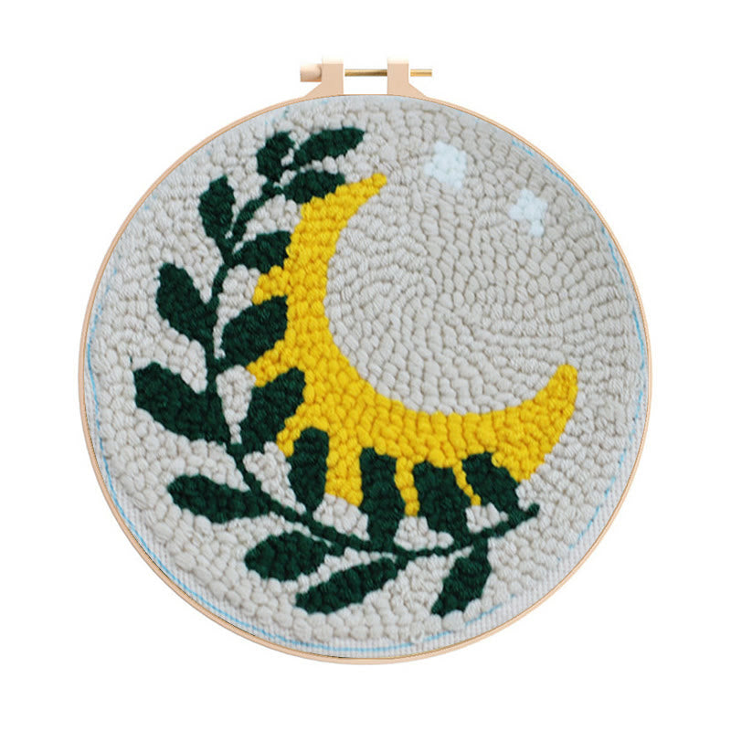 Leaf And Moon Punch Needle Kit - Easy Diy Craft | Nice Wall Decor - Leaf And Moon Punch Needle Kit - image 0