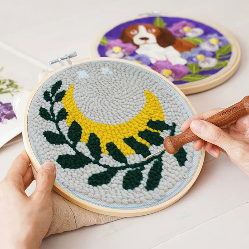 Leaf And Moon Punch Needle Kit - Easy Diy Craft | Nice Wall Decor - image 2