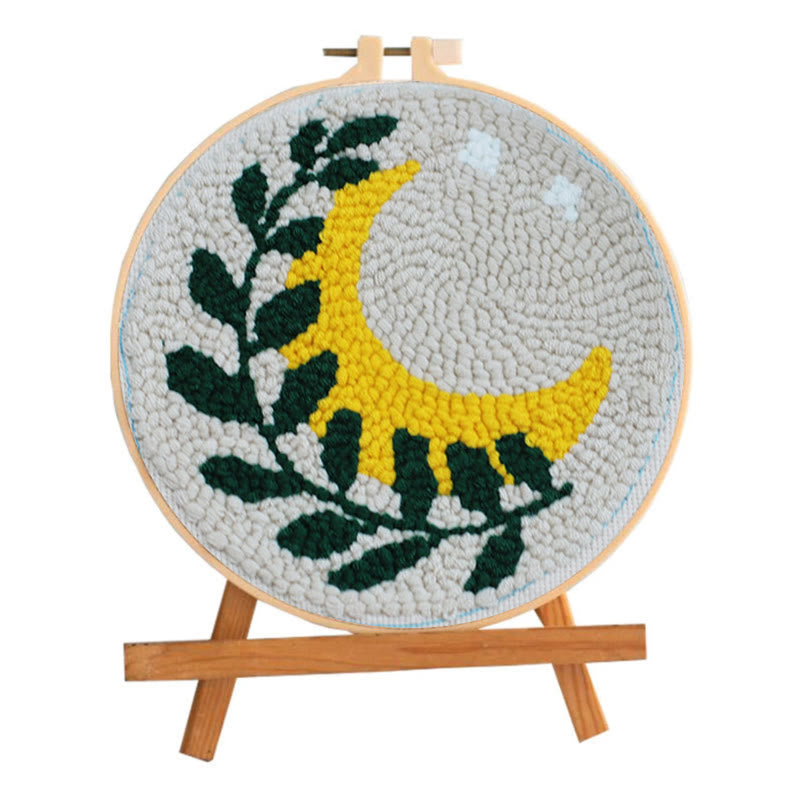 Leaf And Moon Punch Needle Kit - Easy Diy Craft | Nice Wall Decor - image 1