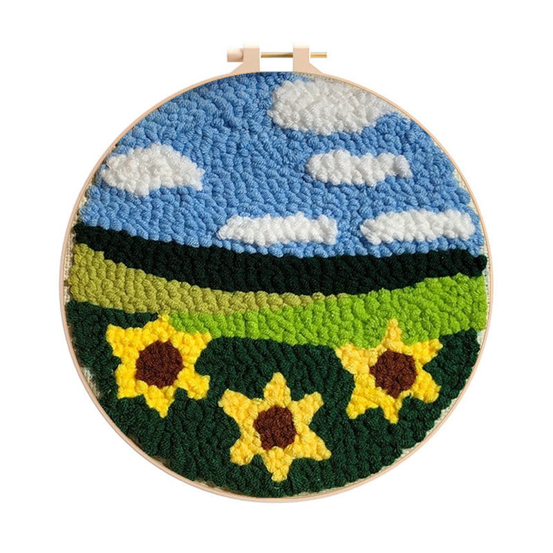 Sunflower Garden Punch Needle Kit - Creative Embroidery Hoop | Floral Gifts For Mom - Sunflower Garden Punch Needle Kit - image 0