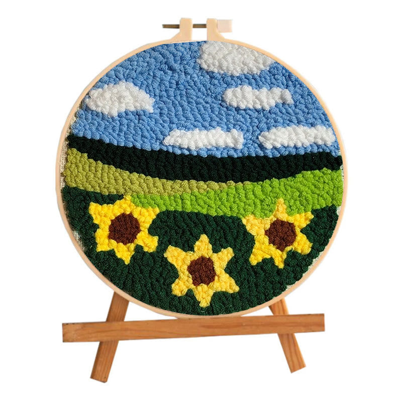 Sunflower Garden Punch Needle Kit - Creative Embroidery Hoop | Floral Gifts For Mom - image 1