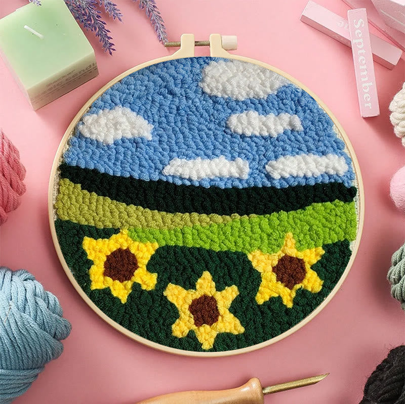 Sunflower Garden Punch Needle Kit - Creative Embroidery Hoop | Floral Gifts For Mom - image 4