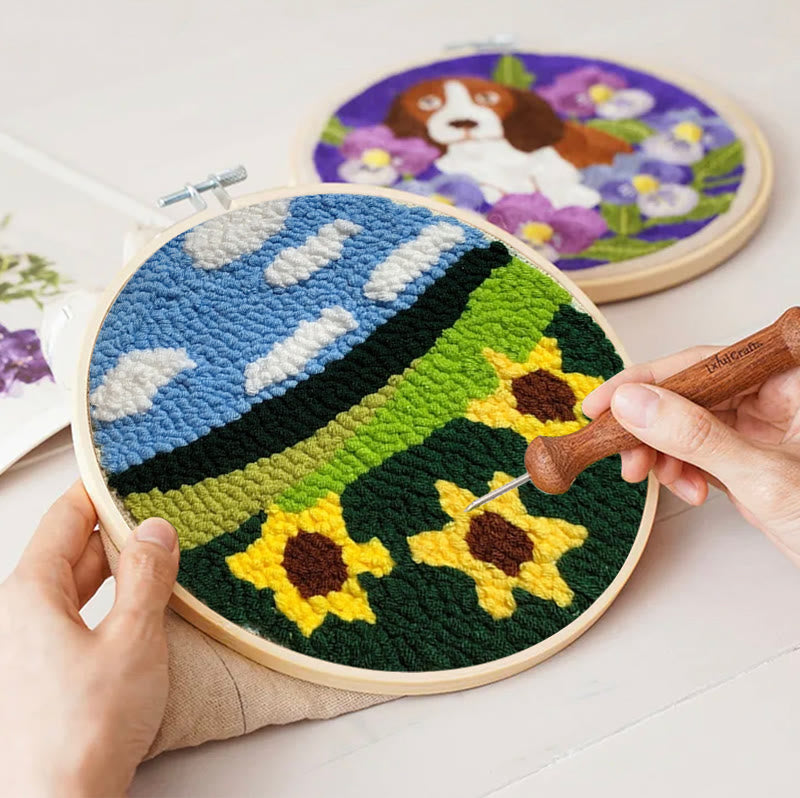 Sunflower Garden Punch Needle Kit - Creative Embroidery Hoop | Floral Gifts For Mom - image 2