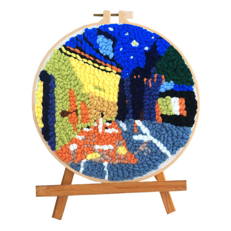 Night Street Punch Needle Kit -  Easy Needlework For Beginner | Diy Hanging Decor - image 1