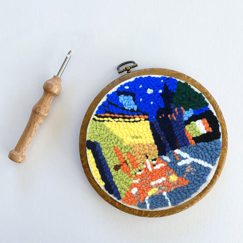 Night Street Punch Needle Kit -  Easy Needlework For Beginner | Diy Hanging Decor - image 9