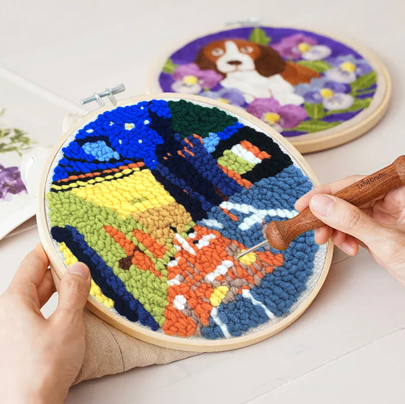 Night Street Punch Needle Kit -  Easy Needlework For Beginner | Diy Hanging Decor - image 2