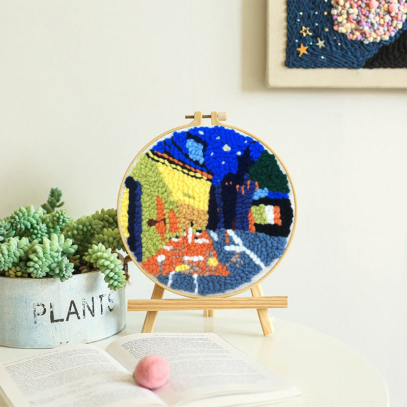 Night Street Punch Needle Kit -  Easy Needlework For Beginner | Diy Hanging Decor - image 8