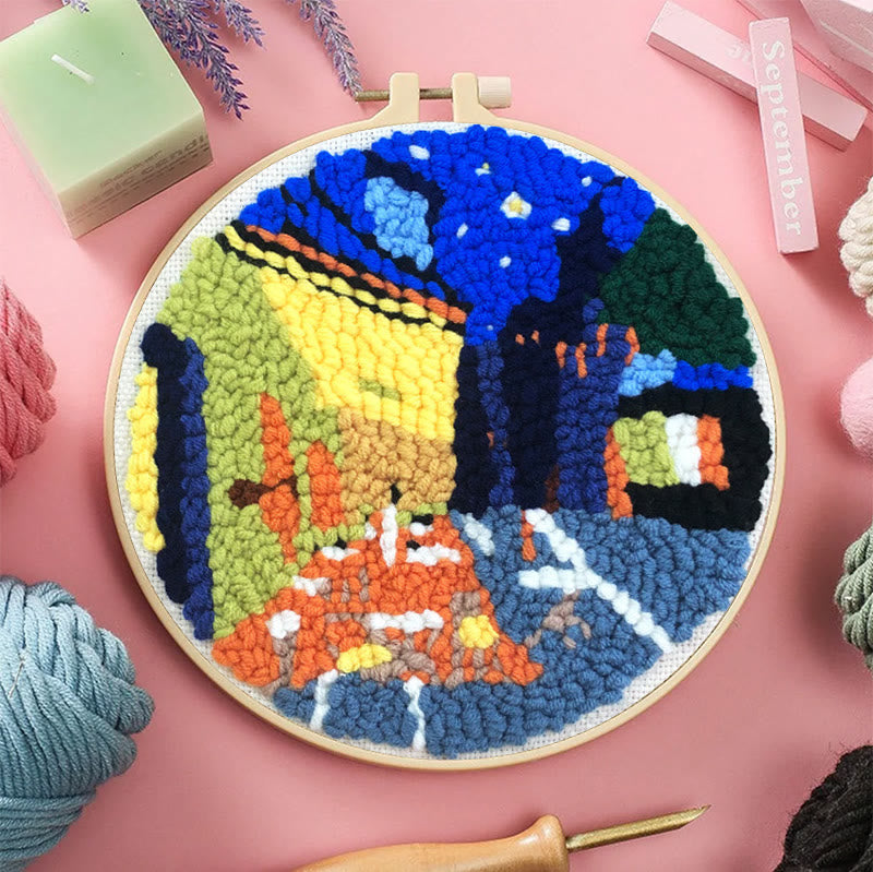 Night Street Punch Needle Kit -  Easy Needlework For Beginner | Diy Hanging Decor - image 5