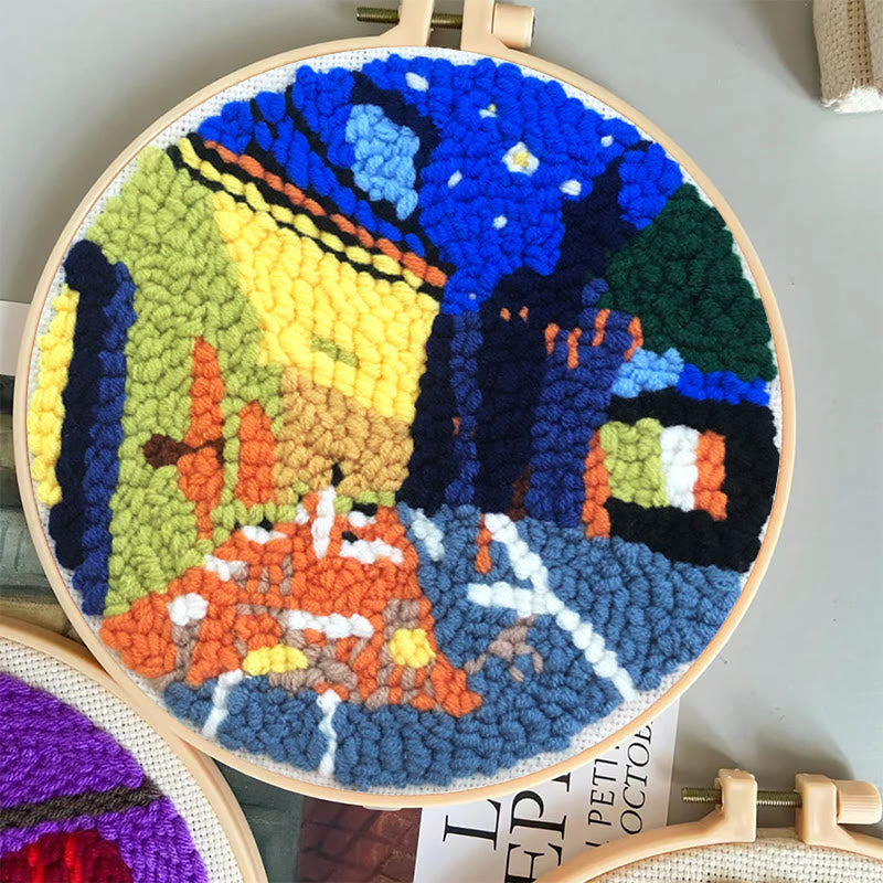 Night Street Punch Needle Kit -  Easy Needlework For Beginner | Diy Hanging Decor - image 4