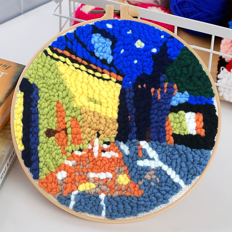 Night Street Punch Needle Kit -  Easy Needlework For Beginner | Diy Hanging Decor - image 3