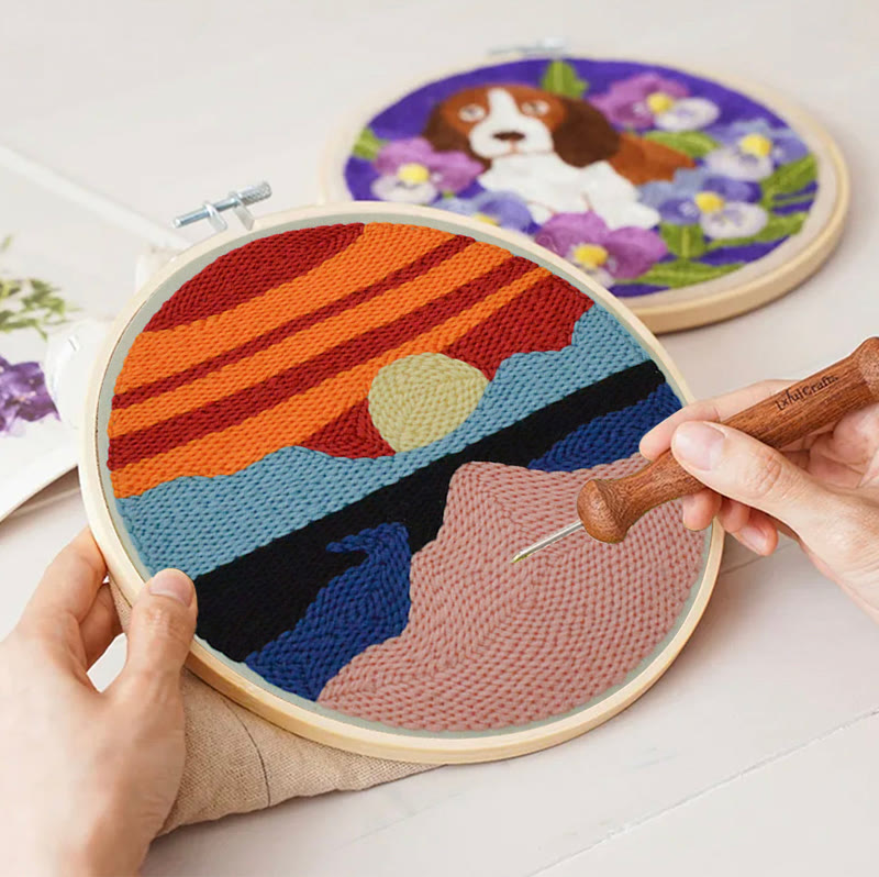 Sunrise Punch Needle Kit - Beautiful Landscape Craft | Great Decoration Gift  - image 2