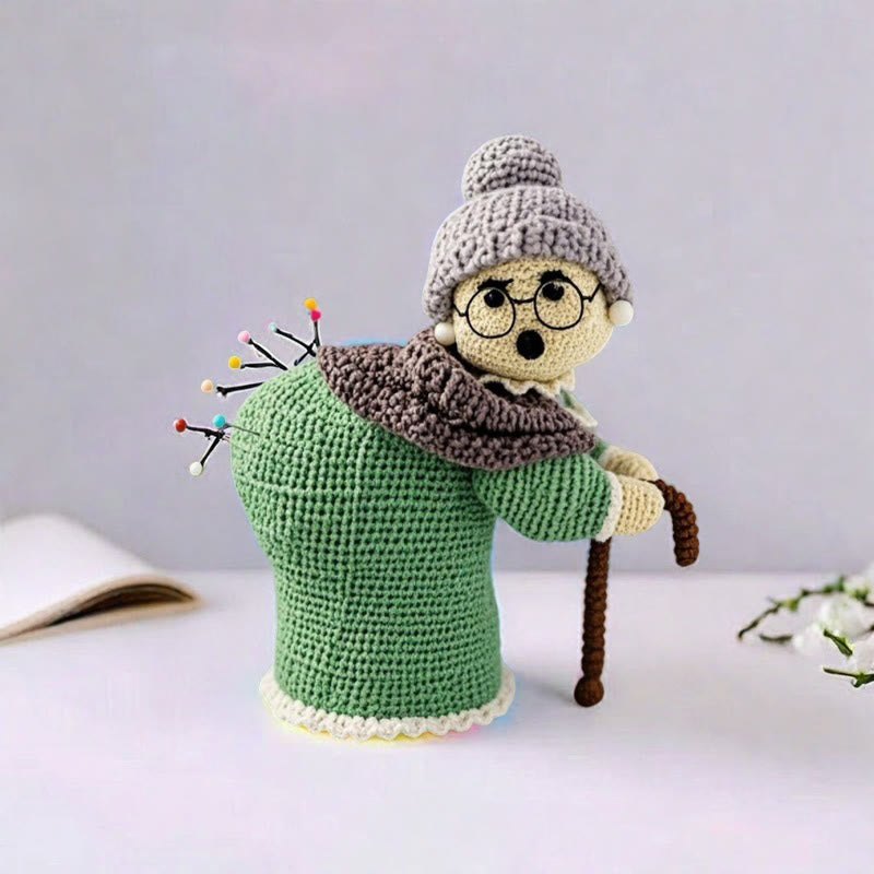 DIY Handmade Funny Grandma Crochet Kit - Creative Pin Cushion | Great Gifts For Diy Lovers - Green - image 1