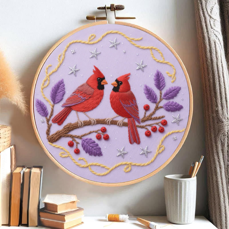 Rubbyoo Embroidery Kit - Charming Cardinals | Personalized Bird Lover Gifts - image 1