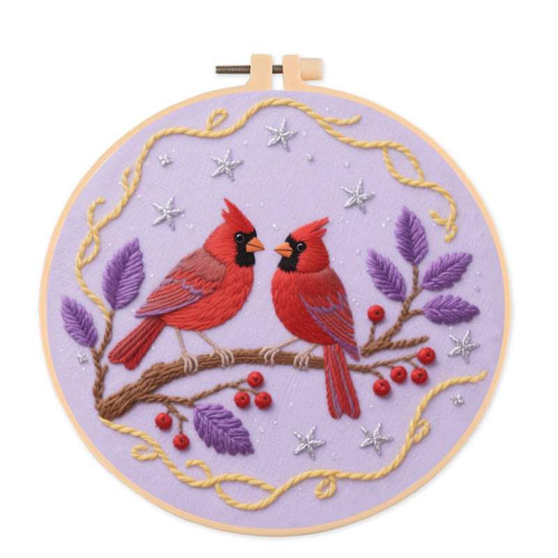 Rubbyoo Embroidery Kit - Charming Cardinals | Personalized Bird Lover Gifts - 20*20cm - image 0