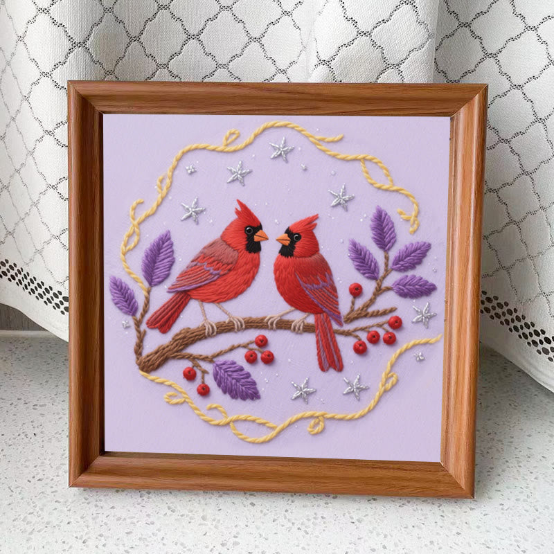 Rubbyoo Embroidery Kit - Charming Cardinals | Personalized Bird Lover Gifts - Embroidery Kit Plus An Extra Frame - image 8