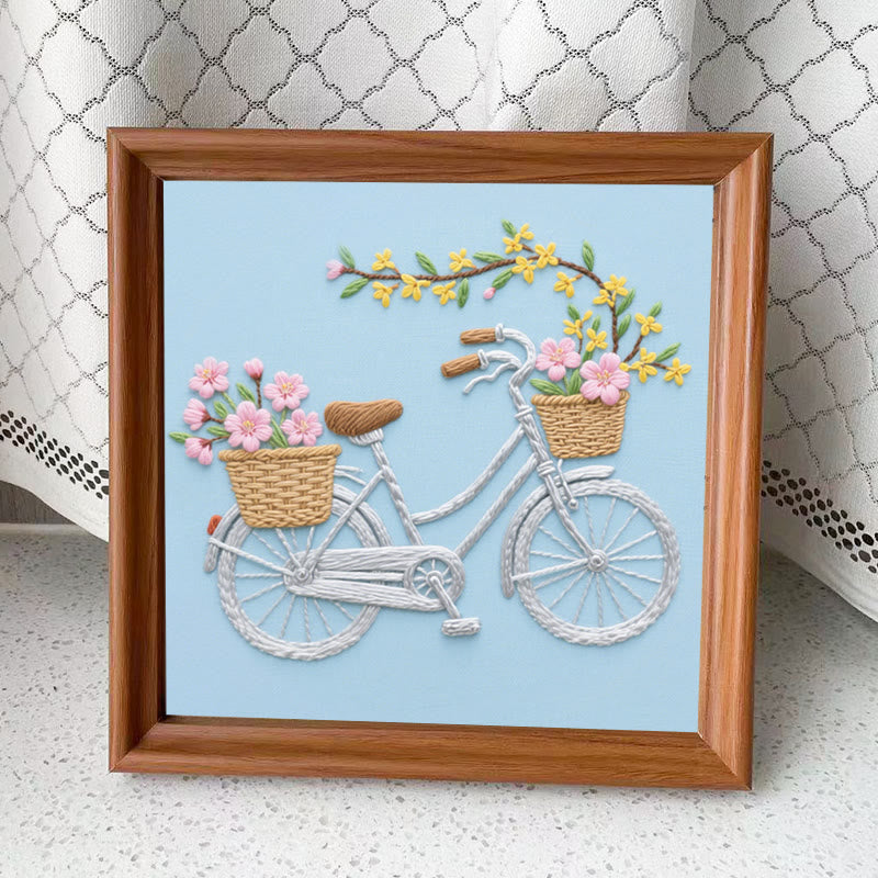 Rubbyoo Embroidery Kit - Floral Bicycle | Diy Home Decoration - Embroidery Kit Plus An Extra Frame - image 10
