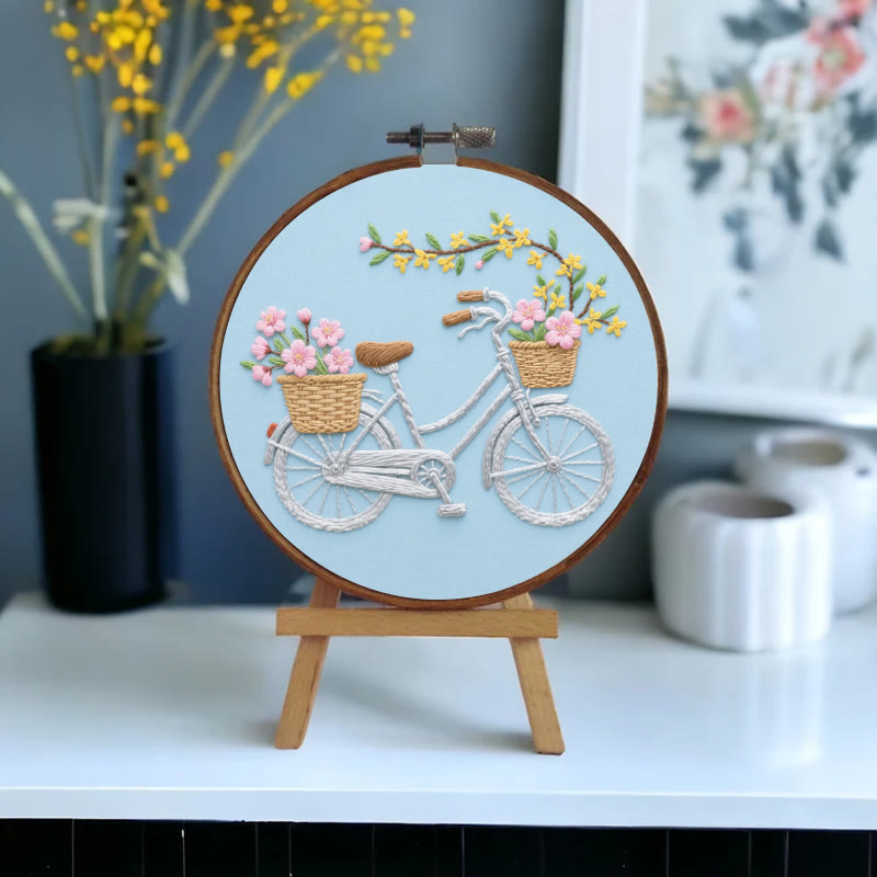 Rubbyoo Embroidery Kit - Floral Bicycle | Diy Home Decoration - image 6