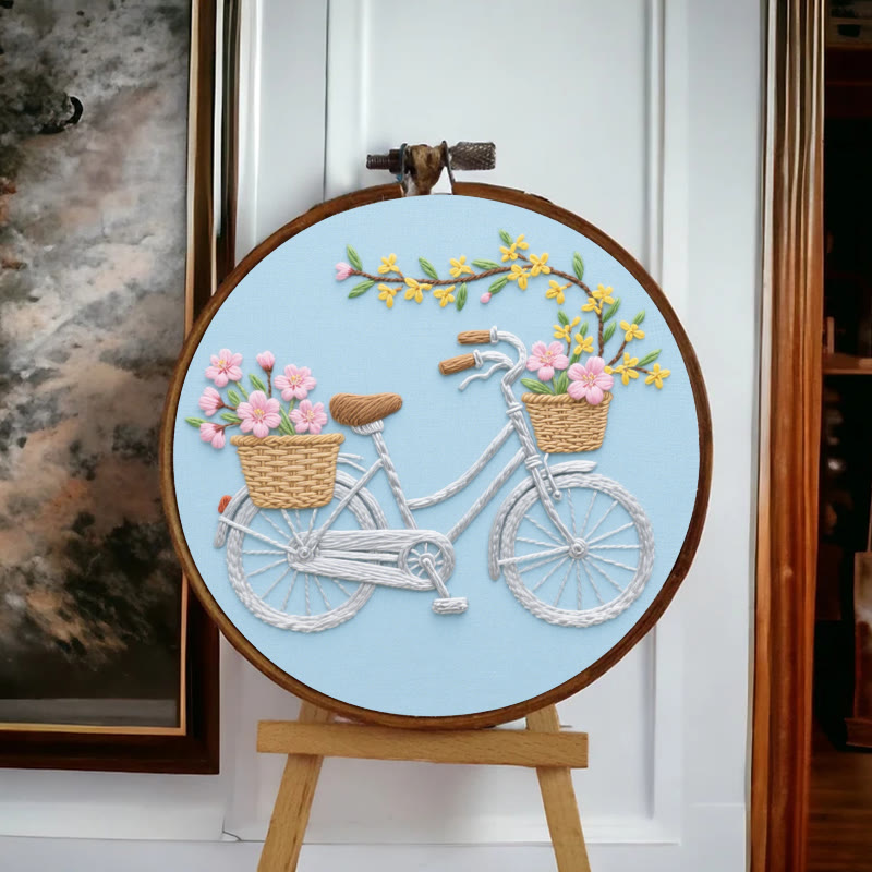 Rubbyoo Embroidery Kit - Floral Bicycle | Diy Home Decoration - image 4