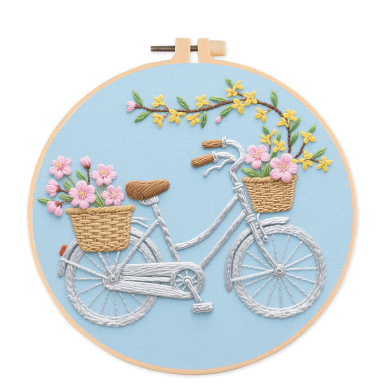 Rubbyoo Embroidery Kit - Floral Bicycle | Diy Home Decoration - 20*20cm - image 0