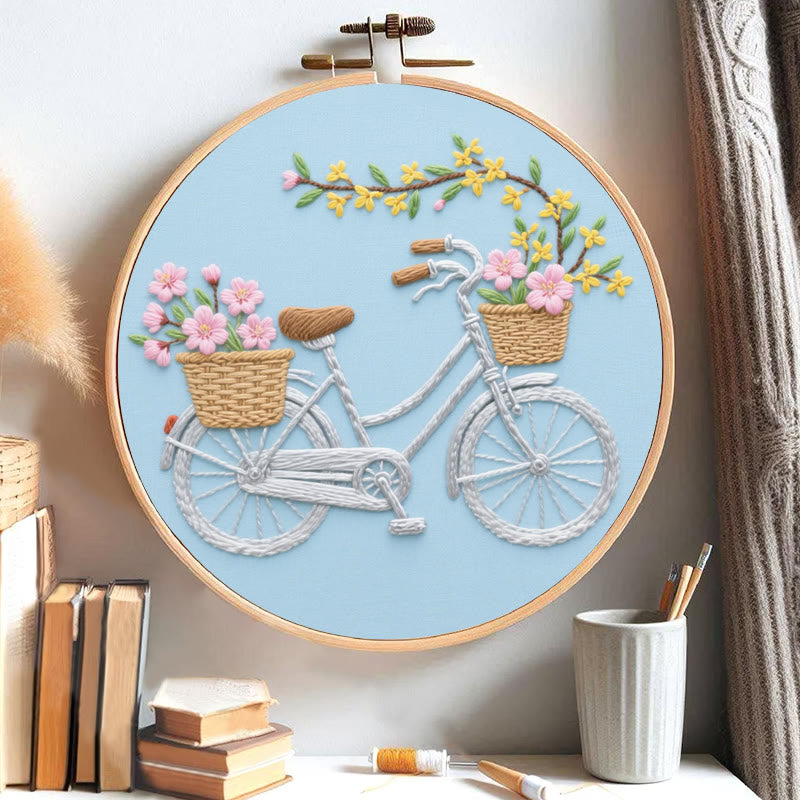 Rubbyoo Embroidery Kit - Floral Bicycle | Diy Home Decoration - image 2