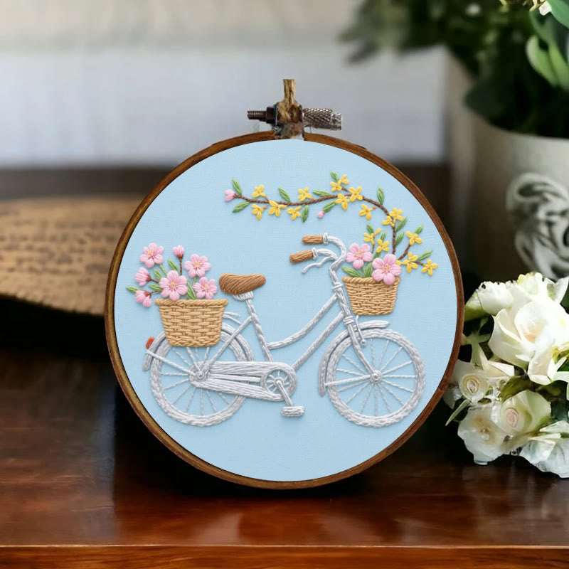 Rubbyoo Embroidery Kit - Floral Bicycle | Diy Home Decoration - image 5