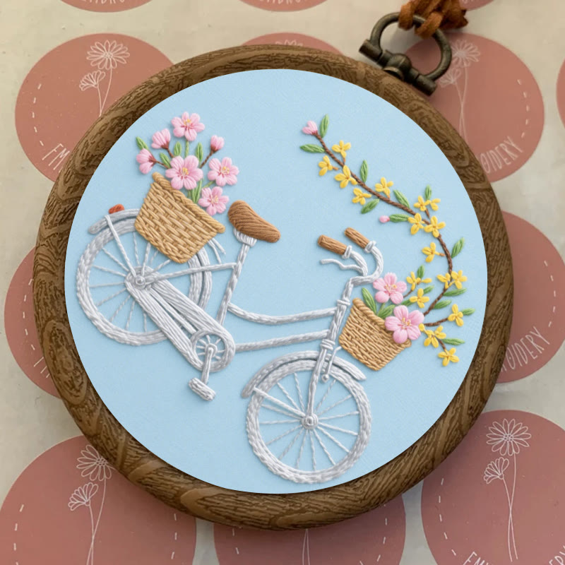 Rubbyoo Embroidery Kit - Floral Bicycle | Diy Home Decoration - image 3