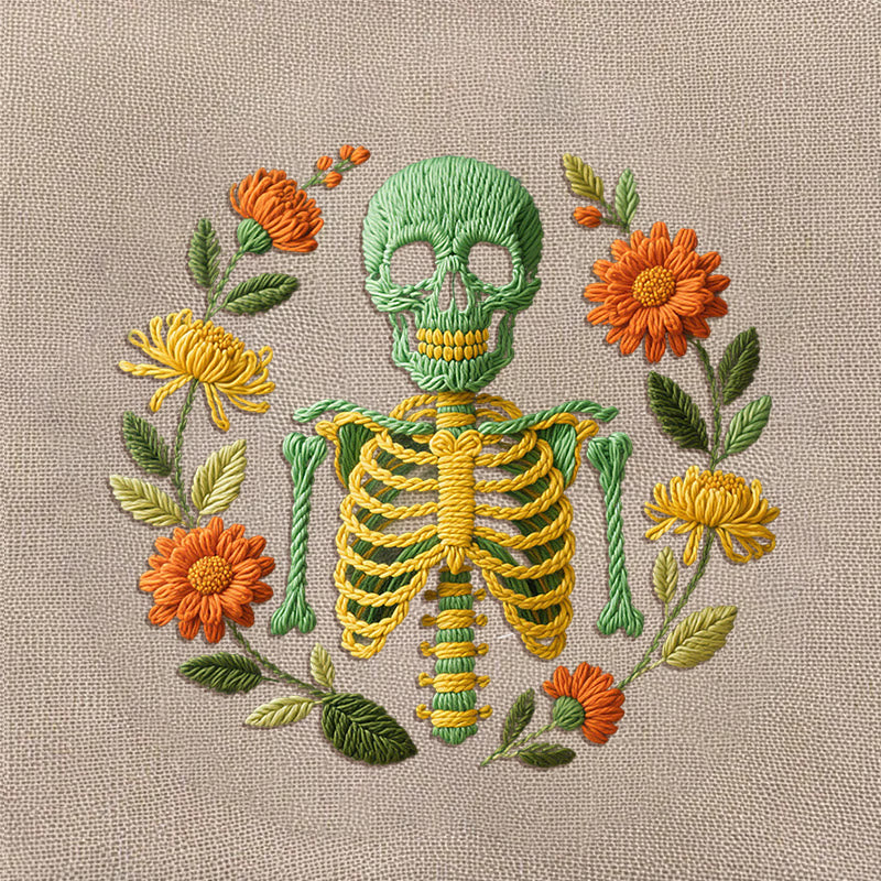 Rubbyoo Embroidery Kit - Skeleton With Flowers | Beginners Handmade Crafts - image 10