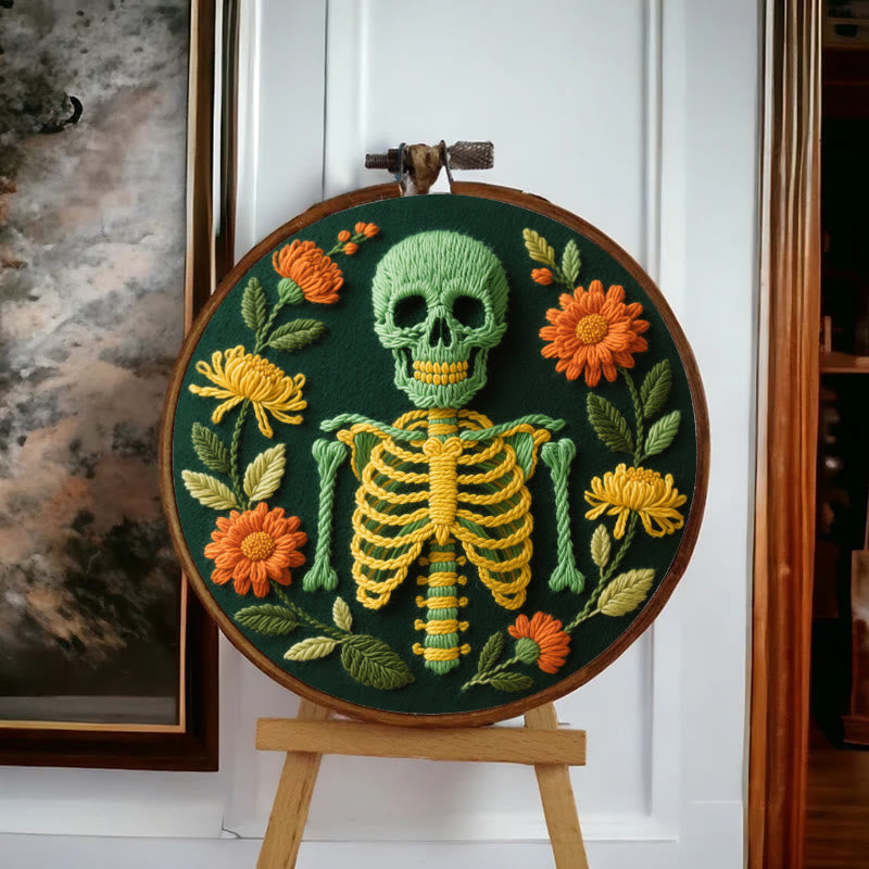 Rubbyoo Embroidery Kit - Skeleton With Flowers | Beginners Handmade Crafts - image 7
