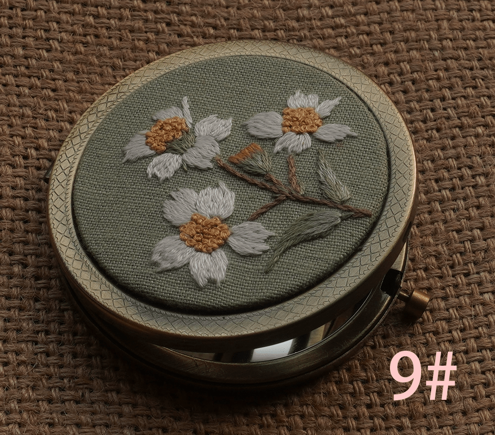 Embroidery Foldable Mirror Kit  | Portable Makeup Mirror |  Unique Handmade Craft  - 9# - image 9