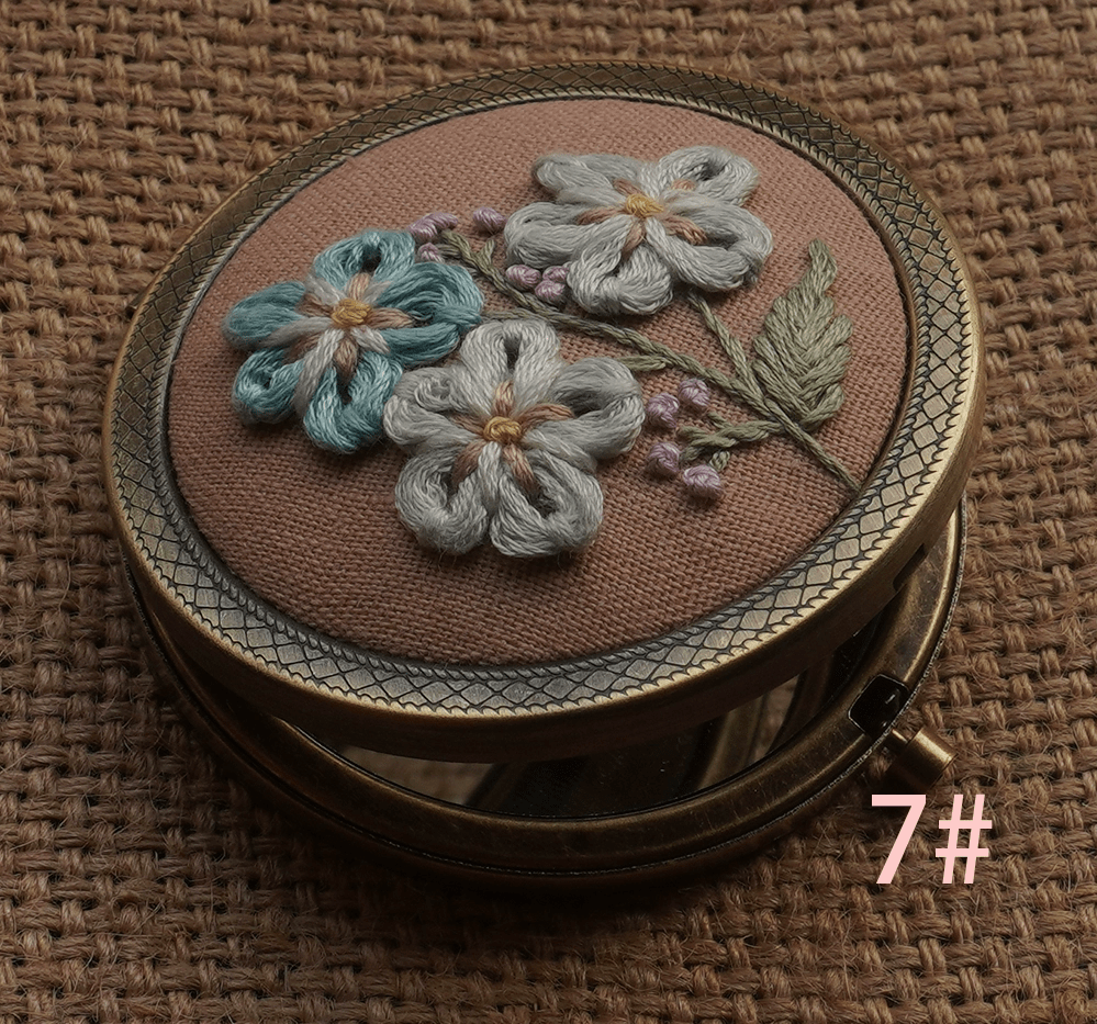 Embroidery Foldable Mirror Kit  | Portable Makeup Mirror |  Unique Handmade Craft  - 7# - image 7