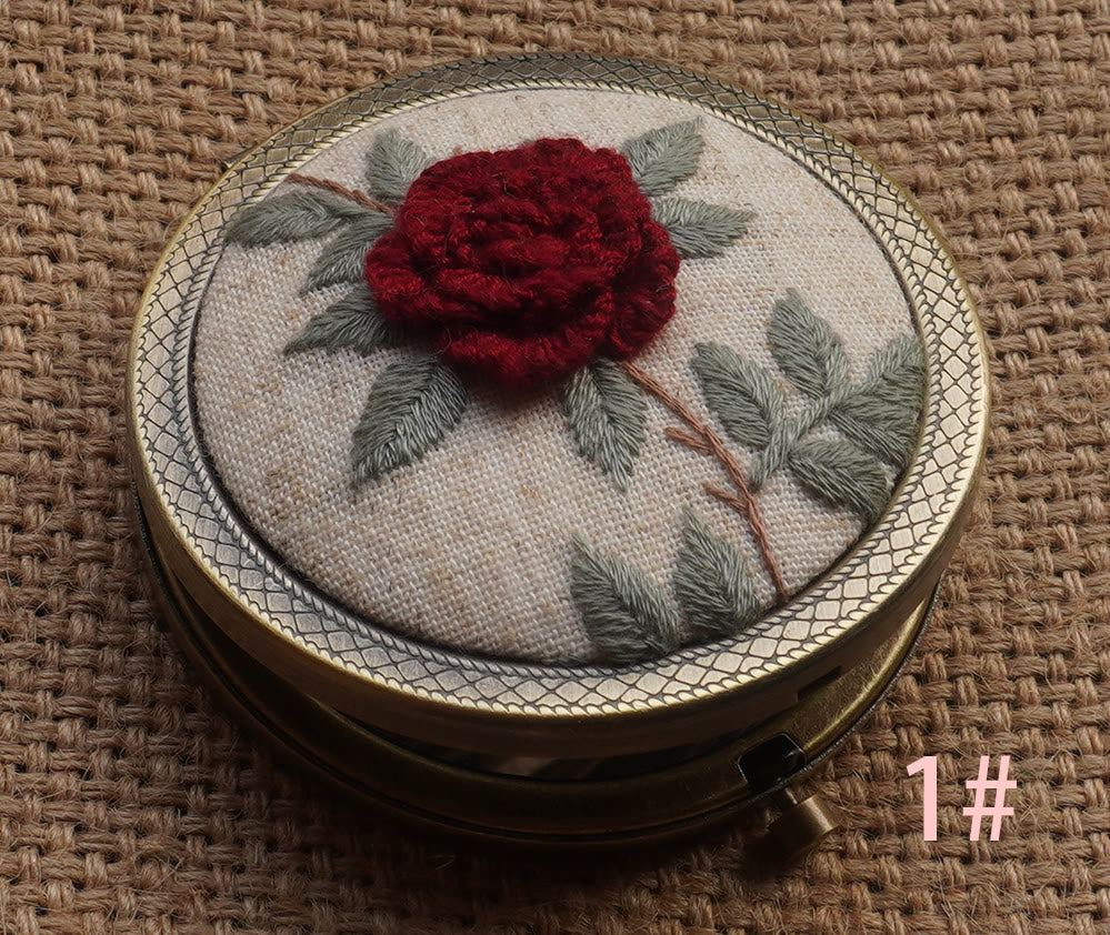 Embroidery Foldable Mirror Kit  | Portable Makeup Mirror |  Unique Handmade Craft  - 1# - image 1