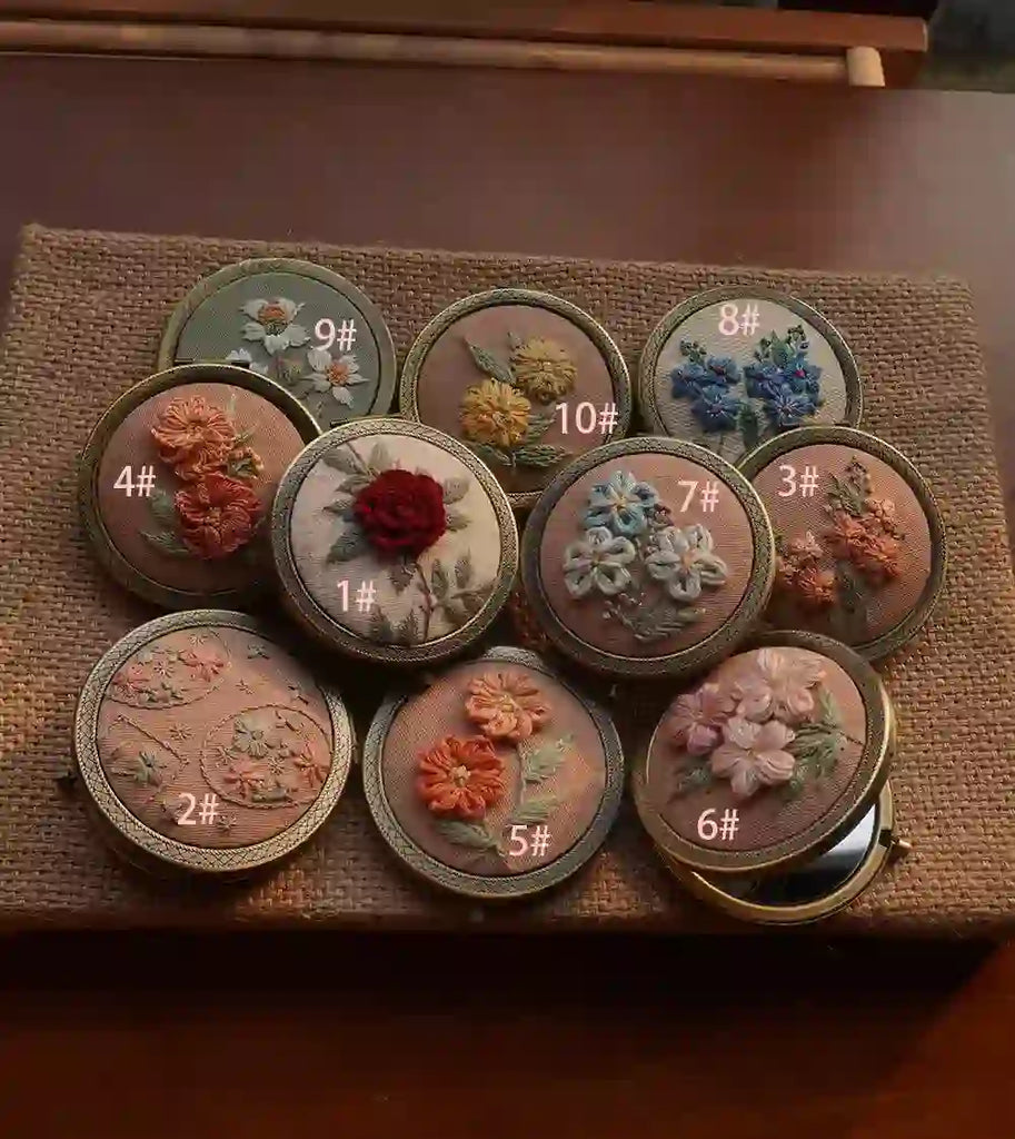 Embroidery Foldable Mirror Kit  | Portable Makeup Mirror |  Unique Handmade Craft  - image 11