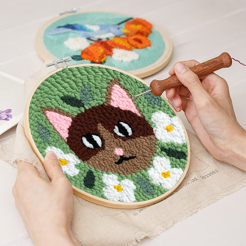 Floral Cat Punch Needle Kit - Diy Basic Needlework |  Creative Gift For Kids - image 3