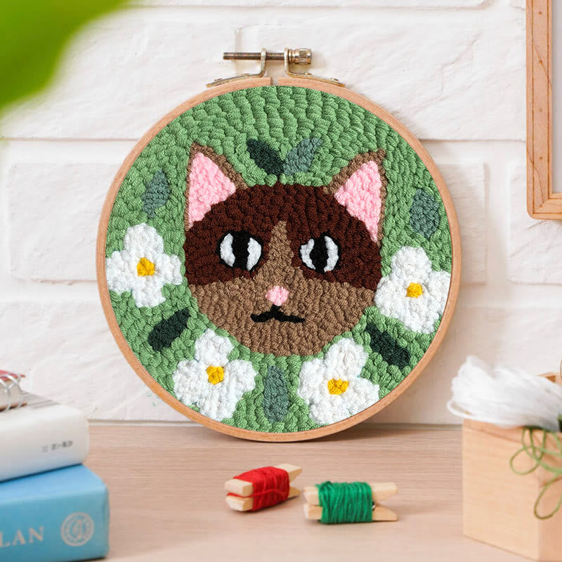 Floral Cat Punch Needle Kit - Diy Basic Needlework |  Creative Gift For Kids - image 4