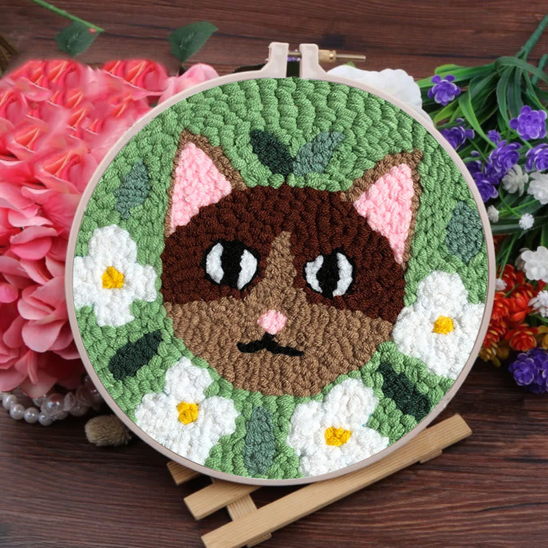 Floral Cat Punch Needle Kit - Diy Basic Needlework |  Creative Gift For Kids - image 7