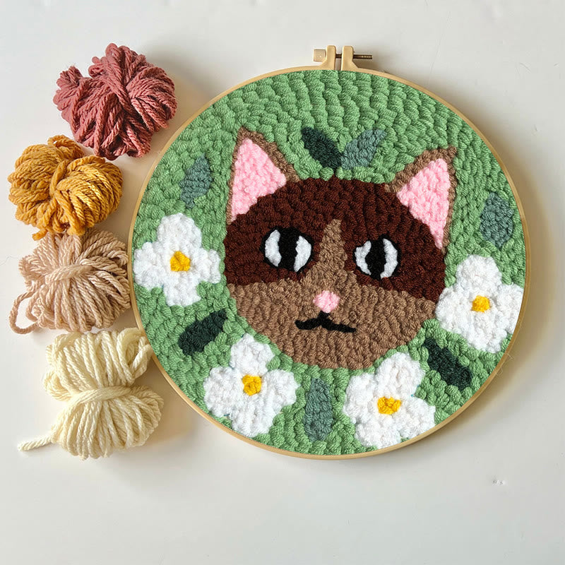 Floral Cat Punch Needle Kit - Diy Basic Needlework |  Creative Gift For Kids - image 2