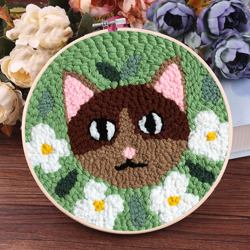 Floral Cat Punch Needle Kit - Diy Basic Needlework |  Creative Gift For Kids - image 6