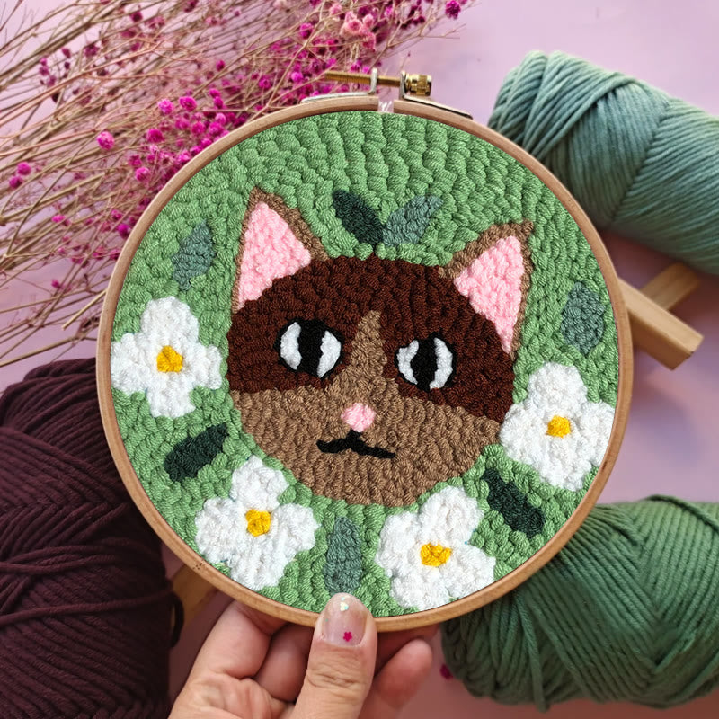 Floral Cat Punch Needle Kit - Diy Basic Needlework |  Creative Gift For Kids - image 8