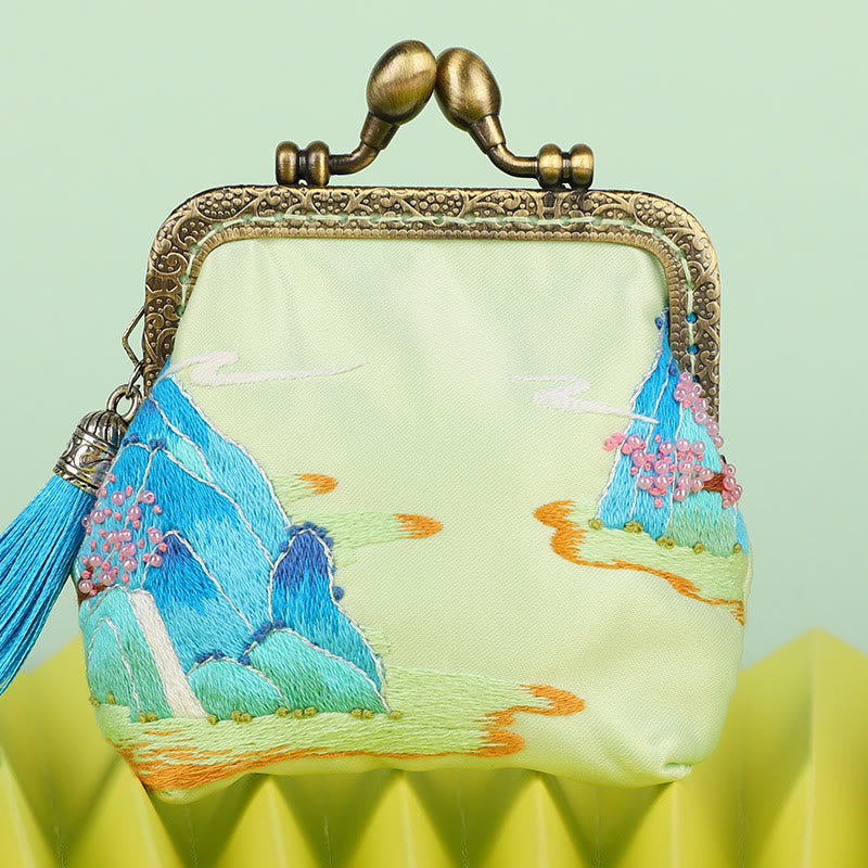 Handmade Mini Lock Coin Purse Kit | Unique Small Pouch | Diy Gifts For Mother - Mountain - image 0