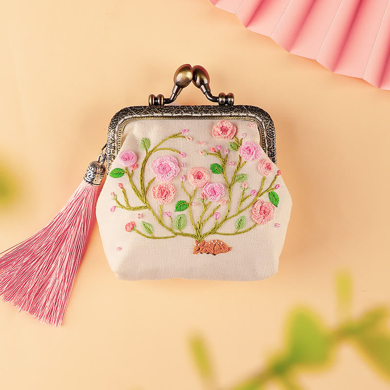 Handmade Mini Lock Coin Purse Kit | Charming Flower Needlework | Prefect Gifts For Mother - image 1